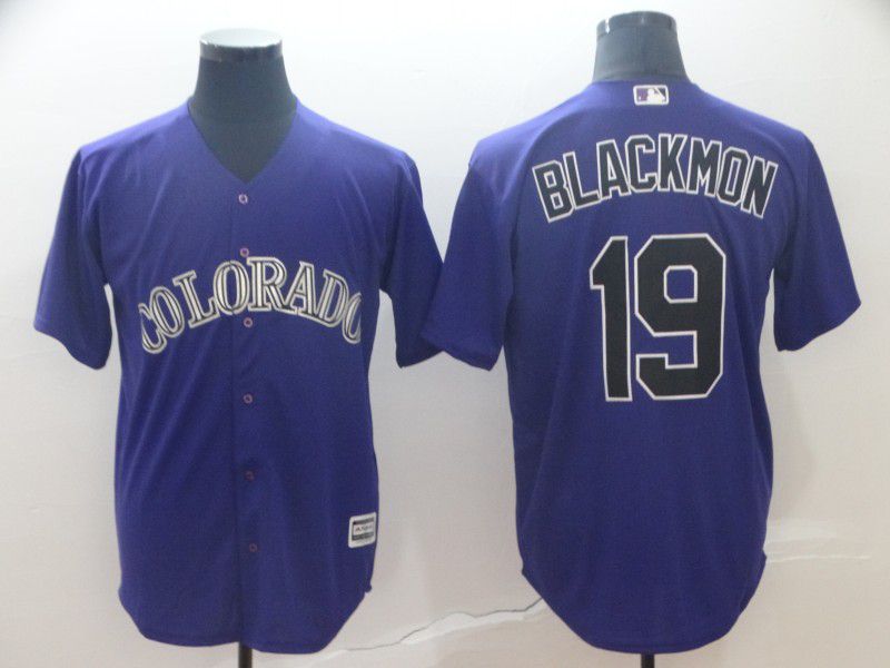 Men Colorado Rockies 19 Blackmon Purple Game MLB Jersey